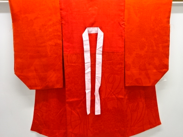 JAPANESE KIMONO / ANTIQUE JUBAN / SILK / MON KINSHA / WOVEN FLORAL KUSUDAMA